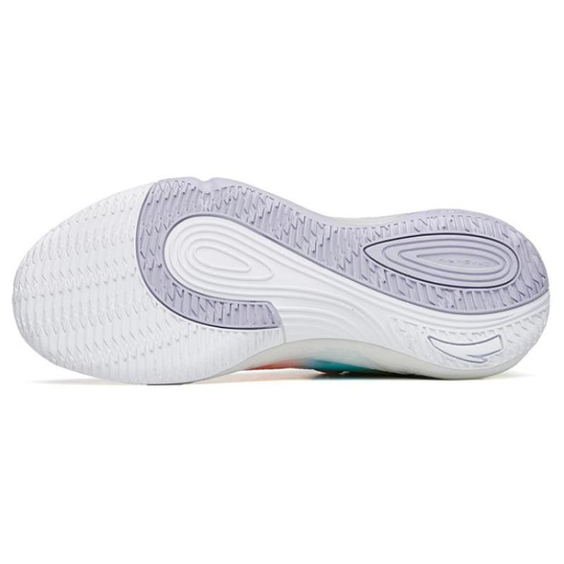 Anta Bubble Bomb Basketball Shoes Men's Low Top Ivory White/Fluorescent Aqua/Light Rainbow Pink Sneakers 112211603Q-5