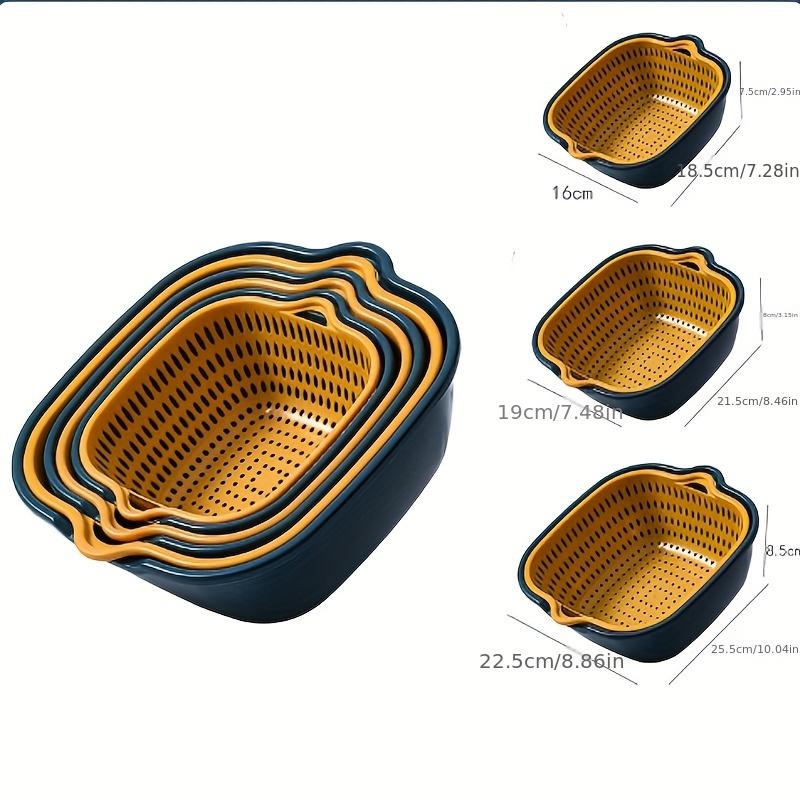 Double layer vegetable washing basin, drain basket, kitchen, fruit tray, living room, household vegetable basket, water filter