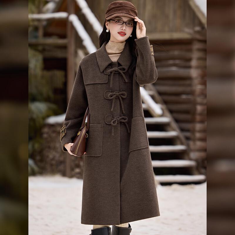 Bailuyu Damen Retro Britischer Stil Revers Wintermantel