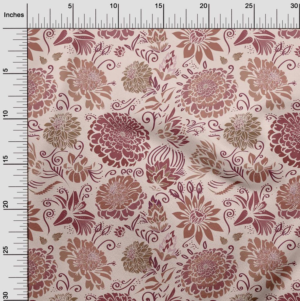 oneOone Cotton Flex Braun Stoff Asiatisch Chinesisch Blumen Kleid Material Stoff Druck Stoff Meterware 40 Zoll