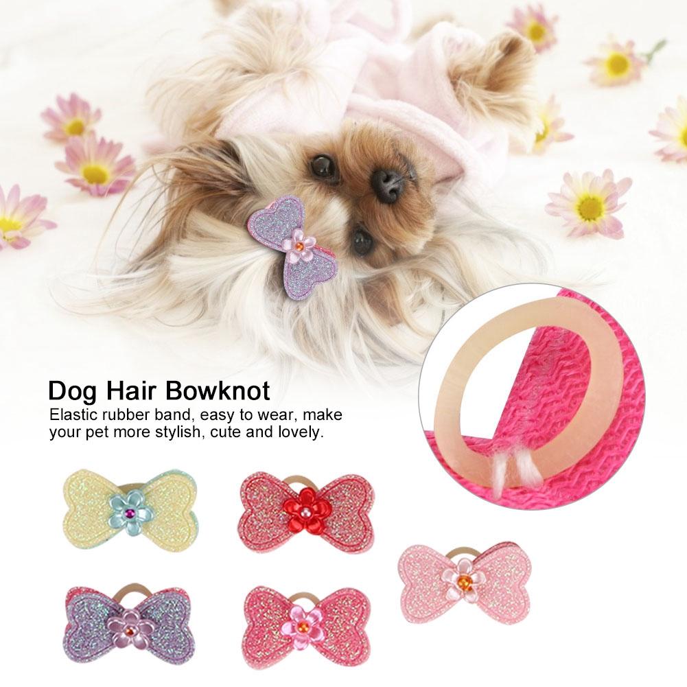 30pcs Dog Cat Puppy Bowknot Flower Band Head Decoration Set Medium Small Pet Accessories