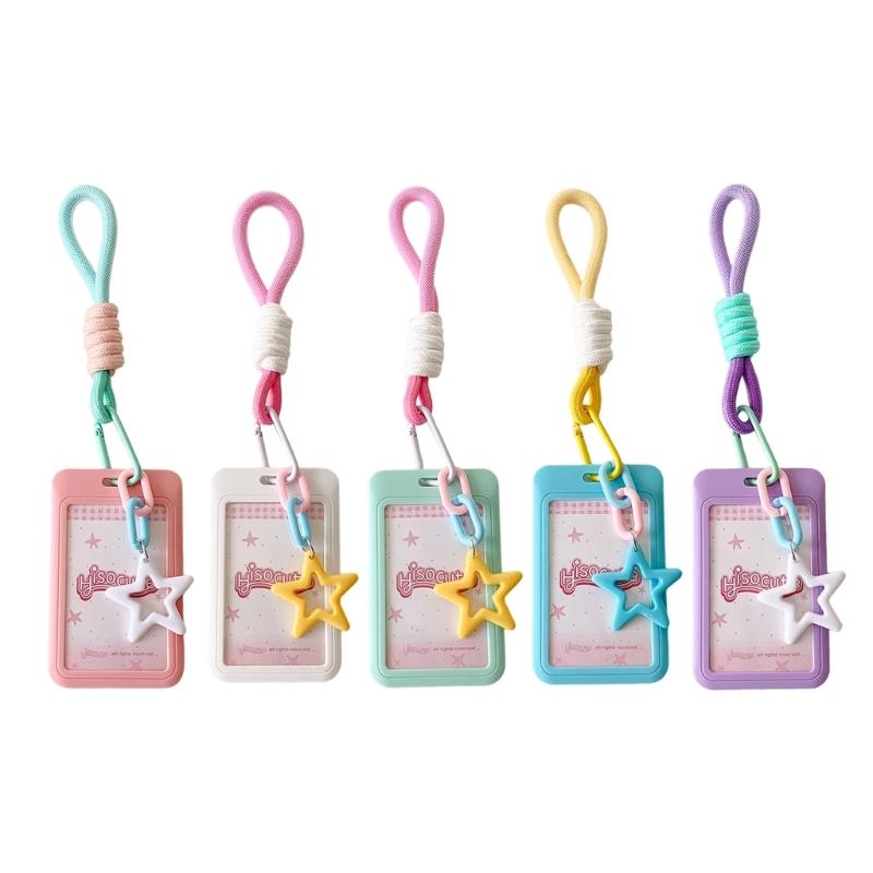 Photocard Holder Keychain Star Photocard Holder ID Cards Protective Sleeve School Stationery Supplies for Women Girls