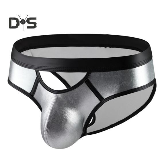 Men Sexy Bikini Briefs Patchwork Color Front Hollow Low Rise Panties U Convex Design Breathable Underpants