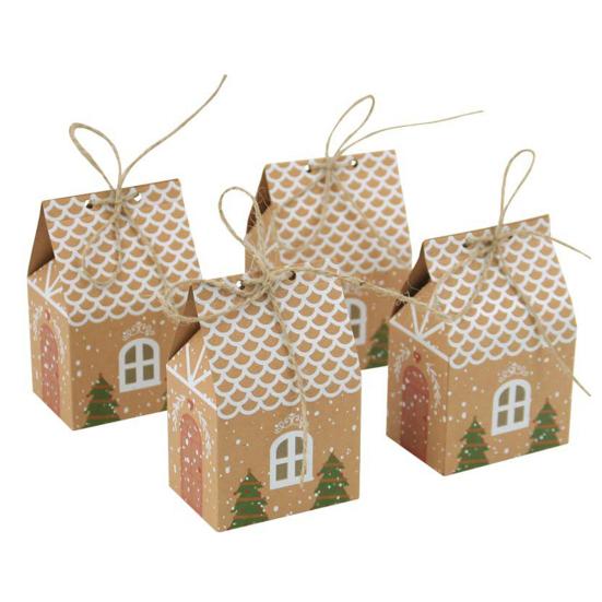 24 Pcs Christmas Cottage Gift Box 3D Pop Up House Shaped Gift Box Paper Treat Box for Holiday Party Favors Cookie Candy Packaging
