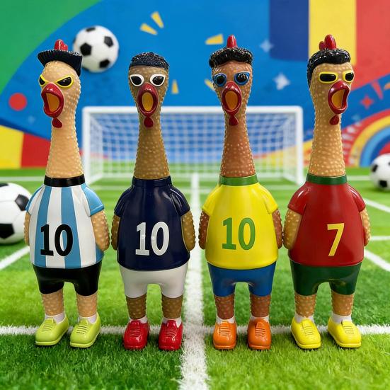 1/2Pcs Football Theme Screaming Chicken Toy, Stress Relief Cartoon Football Star Chick Squeeze Toy, Game Day Cheer Gift for Soccer Fans