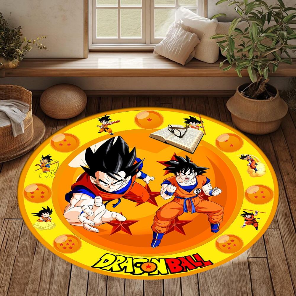 Dragon Ball round Area Rug Non-Slip Washable Soft Circle Carpet for Living Room Bedroom Home Decor