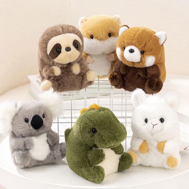 Adorable Animal Plush Toys Panda, Koala, Sloth, Hamster, Alpaca, Dinosaur, Short Plush Fabric, Pp Cotton Filling, Room Decor, Kids Gift
