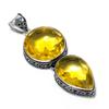 Niesamowita zawieszka z kamieniem cytrynu, srebro próby 925 - Ręcznie robiony design, biżuteria do noszenia na co dzień, Unikalny wisiorek z podwójnym kamieniem cytrynu, prezenty