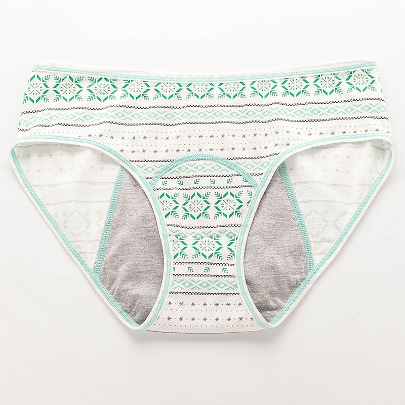 Small Floral Mid Waist Briefs Menstrual Underwear Front and Back Leak Proof Plus Size Physiological Pants for Women Panties