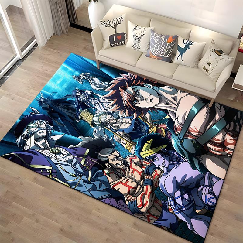 "Anime Style Carpet with Heroic Characters and Vibrant Blue Design" Suitable for use as an anti-slip for living room bedroom sofas