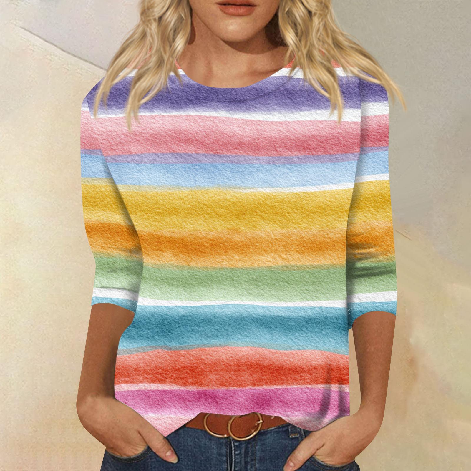 

Женская модная повседневная футболка с круглым вырезом, рукавом три четверти и градиентным принтом XXXL