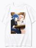 2026 New Unisex Crew Neck Casual Short Sleeve T-Shirt With Cross Anime Print of Ryo Yamada and Ichika Nakano Dining Together