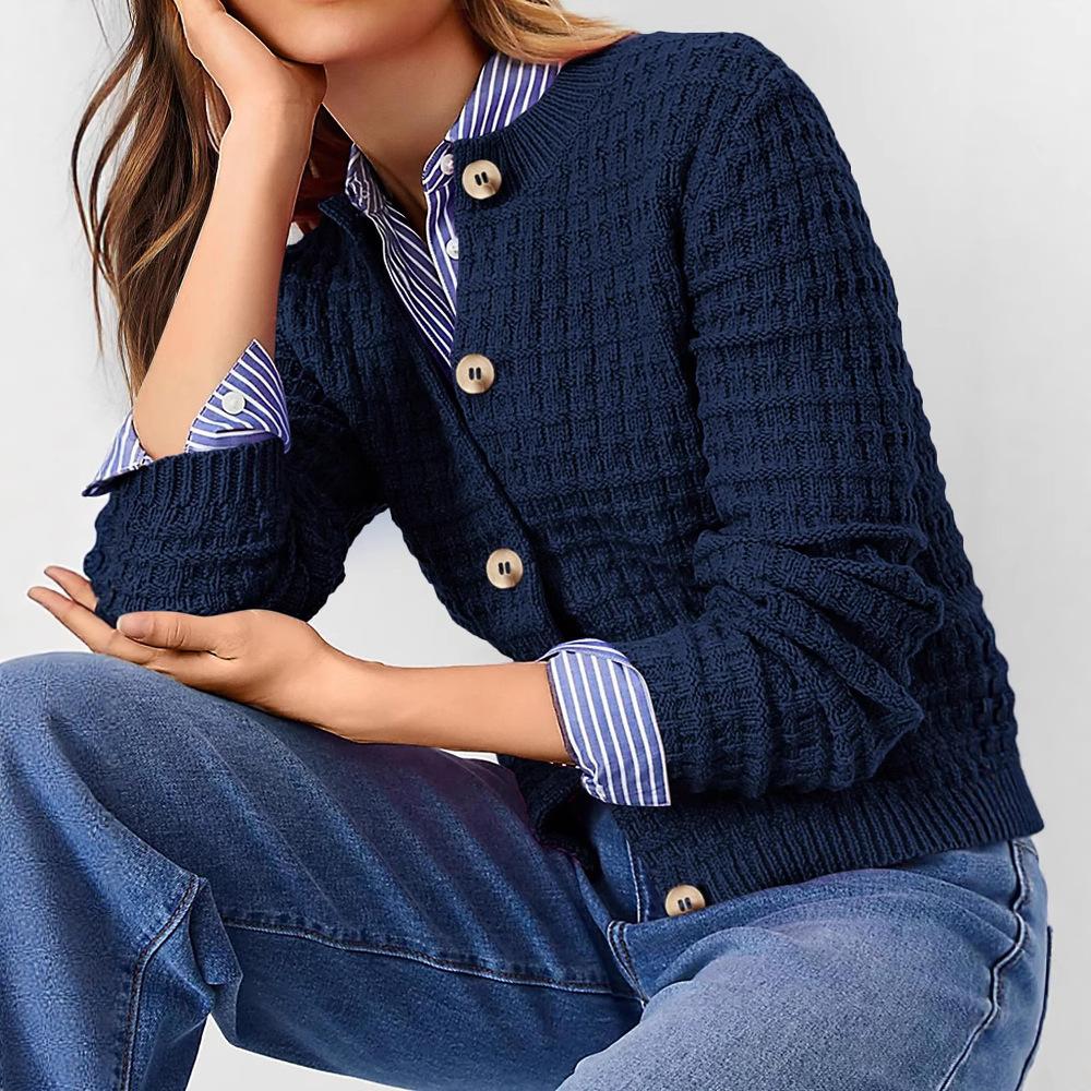 Autumn Solid Color Commuting Knitted Cardigan Jacket Casual Women’s Sweaters