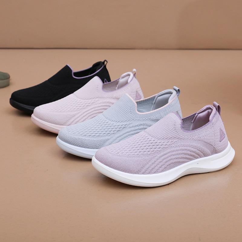 Women Slip-On Walking Shoes Lightweight Memory Foam Sole Breathable Knit Sneakers Non-Slip Comfort Casual Easy Wear