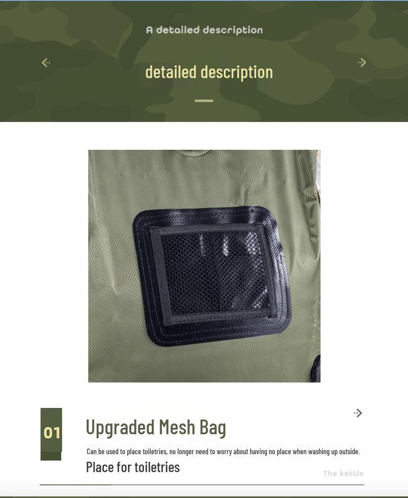 Portable Thickened Solar Shower Bag for Outdoor Camping and Water Storage