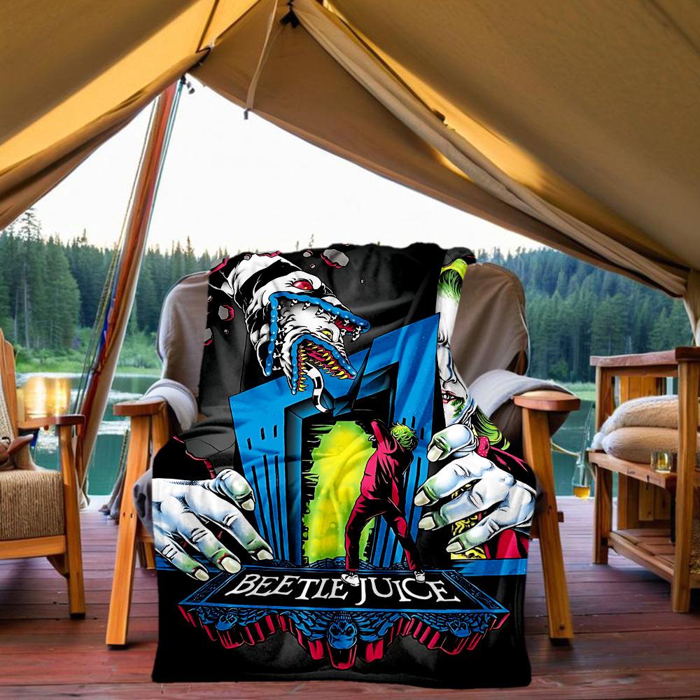 

1PC Beetlejuice Outdoor Blanket Lightweight Flannel, Soft & Warm, All-Season, Outdoor, Camping, Living Room, Office, L1106114 80x120cm
