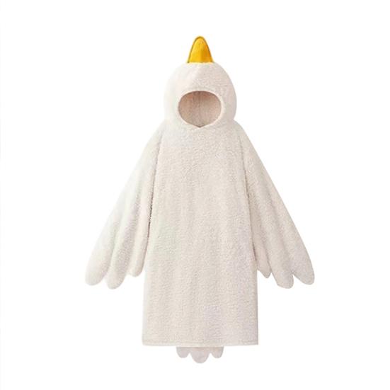 Funny Goose Duck Costume for Kids Adults, Hooded Animal Onesie Pajamas, Soft Plush Wearable Blanket, Halloween Cosplay S B белый