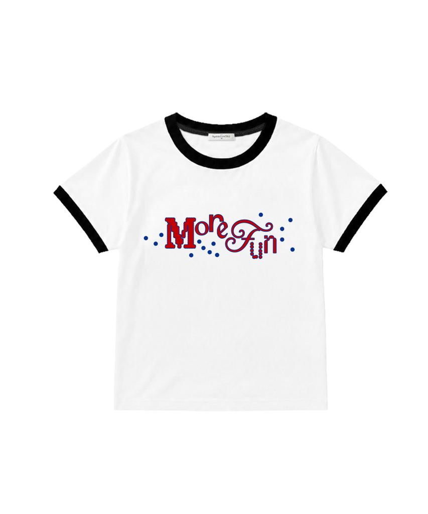 Deomopeuhauseu More Fun Ringer Short Sleeve T-Shirt Light Blue