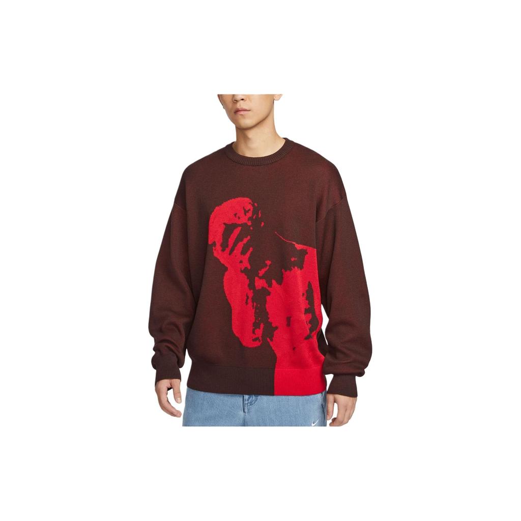 Nike Maglione a Maglia a Maniche Lunghe Sportivo Casual Girocollo Top Unisex Marrone FN2574-227