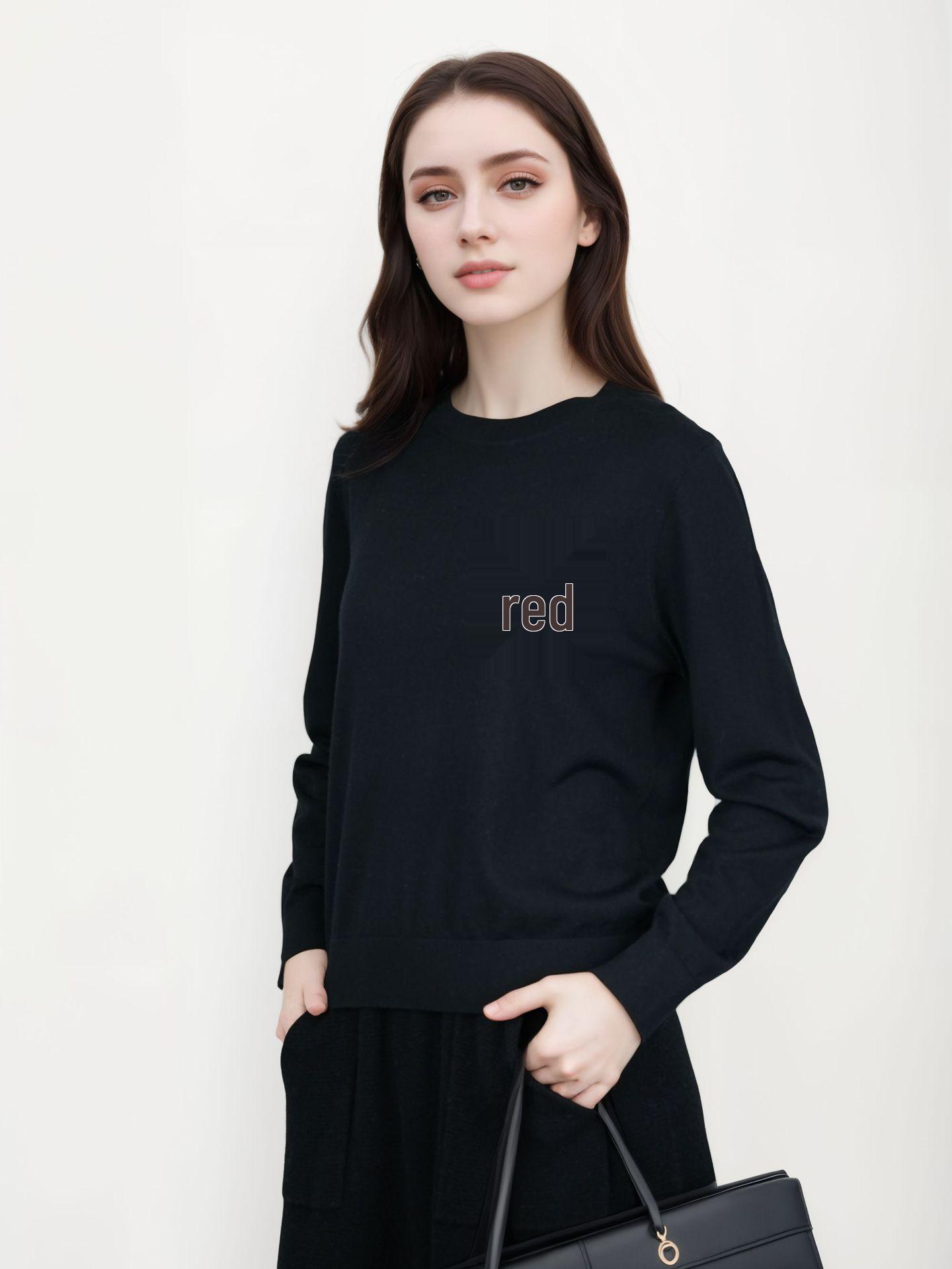 

Женский шерстяной свитер с вышивкой Puyuan, с круглым вырезом, машинная стирка, универсальный трикотаж L чёрный