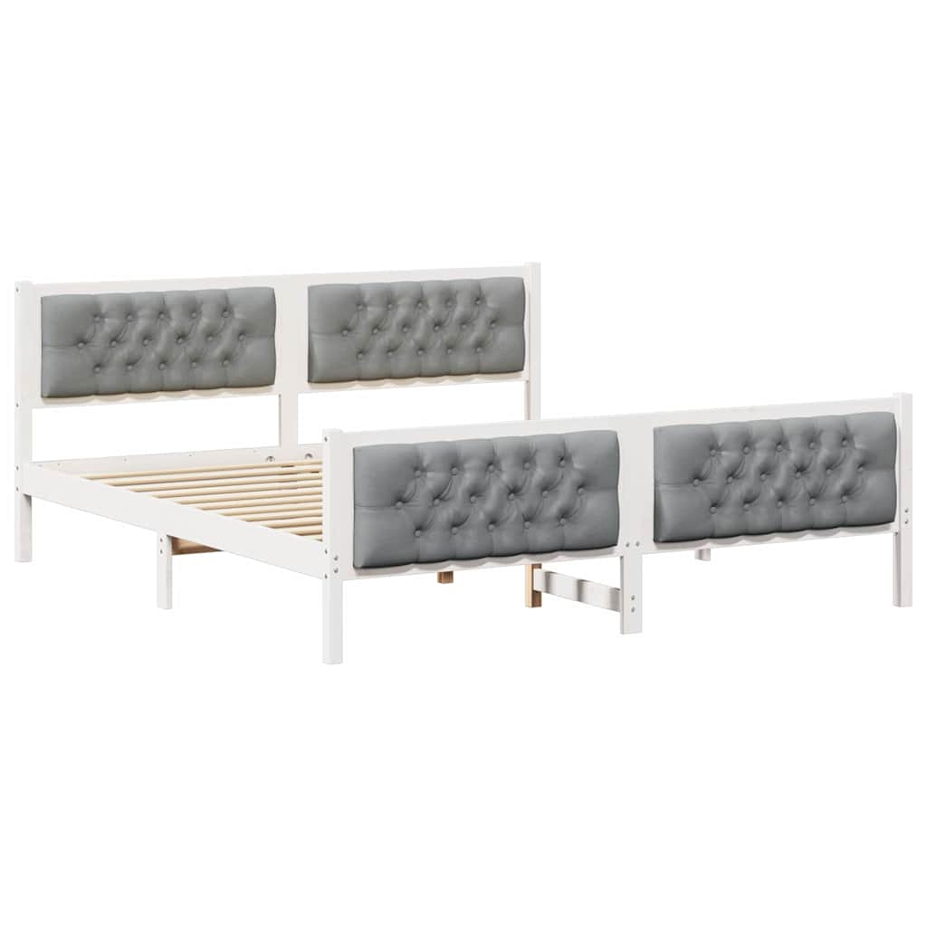 Bed Frame Light Grey 160 x 200 cm Solid Pine Wood