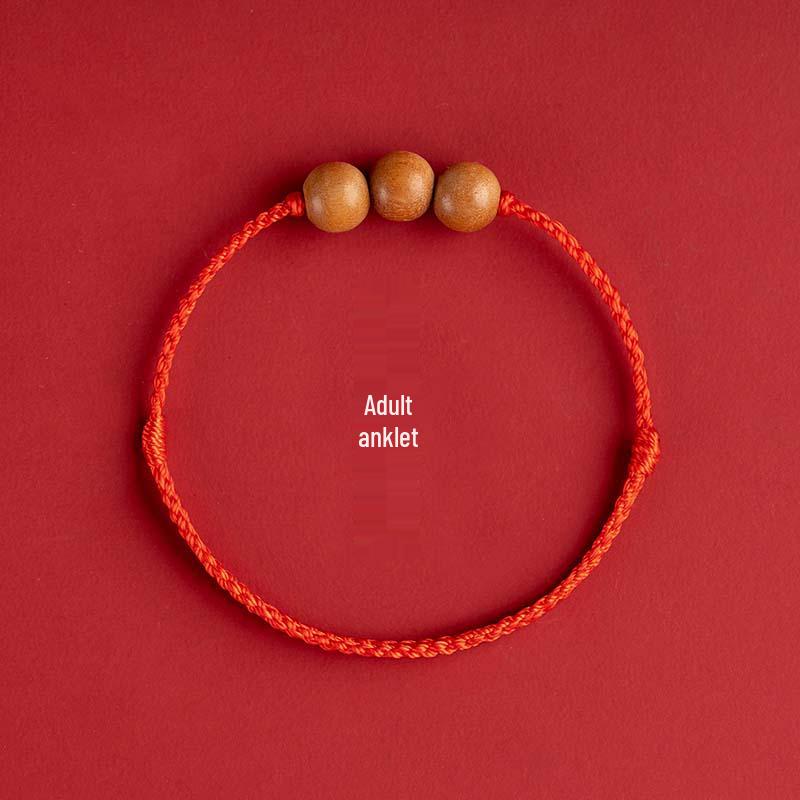 Peach Wood Red String Good Luck Bracelet for All Ages