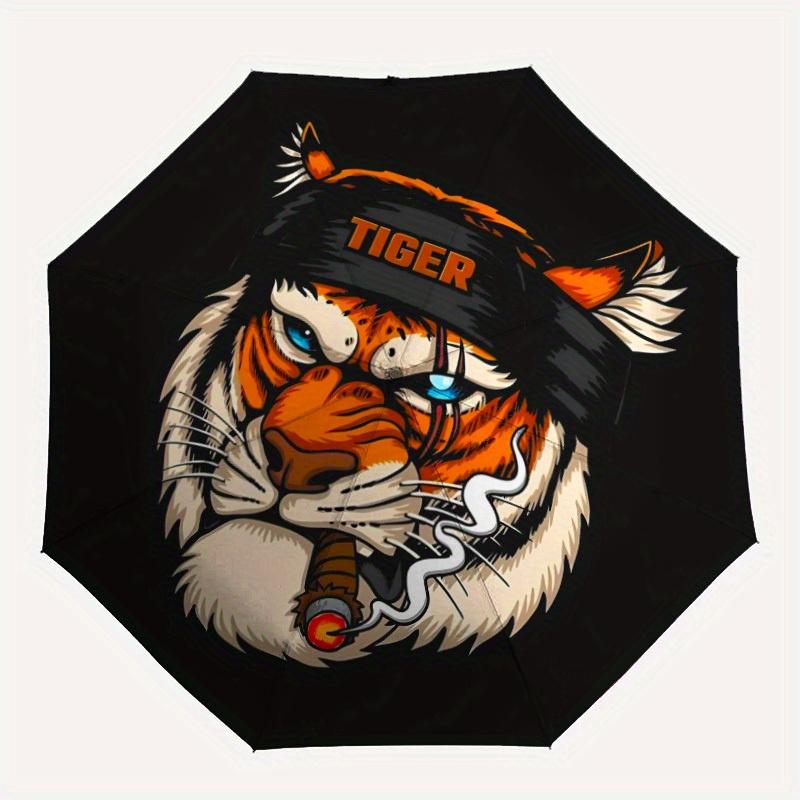 1pc Tiger Smoke Automatic Umbrella High Quality Canopy, Portable Folding Umbrella with, Ideal Gift for - Travel, Everyday, Formal Events, Stylish Acce