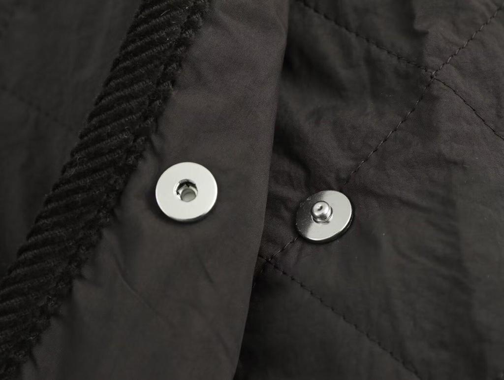 2024 Autumn Women's European & American Style High Neck Diamond Pattern Short Cotton Jacket