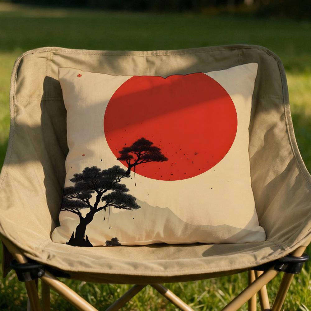Chinese Ink Painting Style Cushion Cover Soft Reversible  Durable Pillow Cover  MultiScene Use for Home  Car Daily Comfort