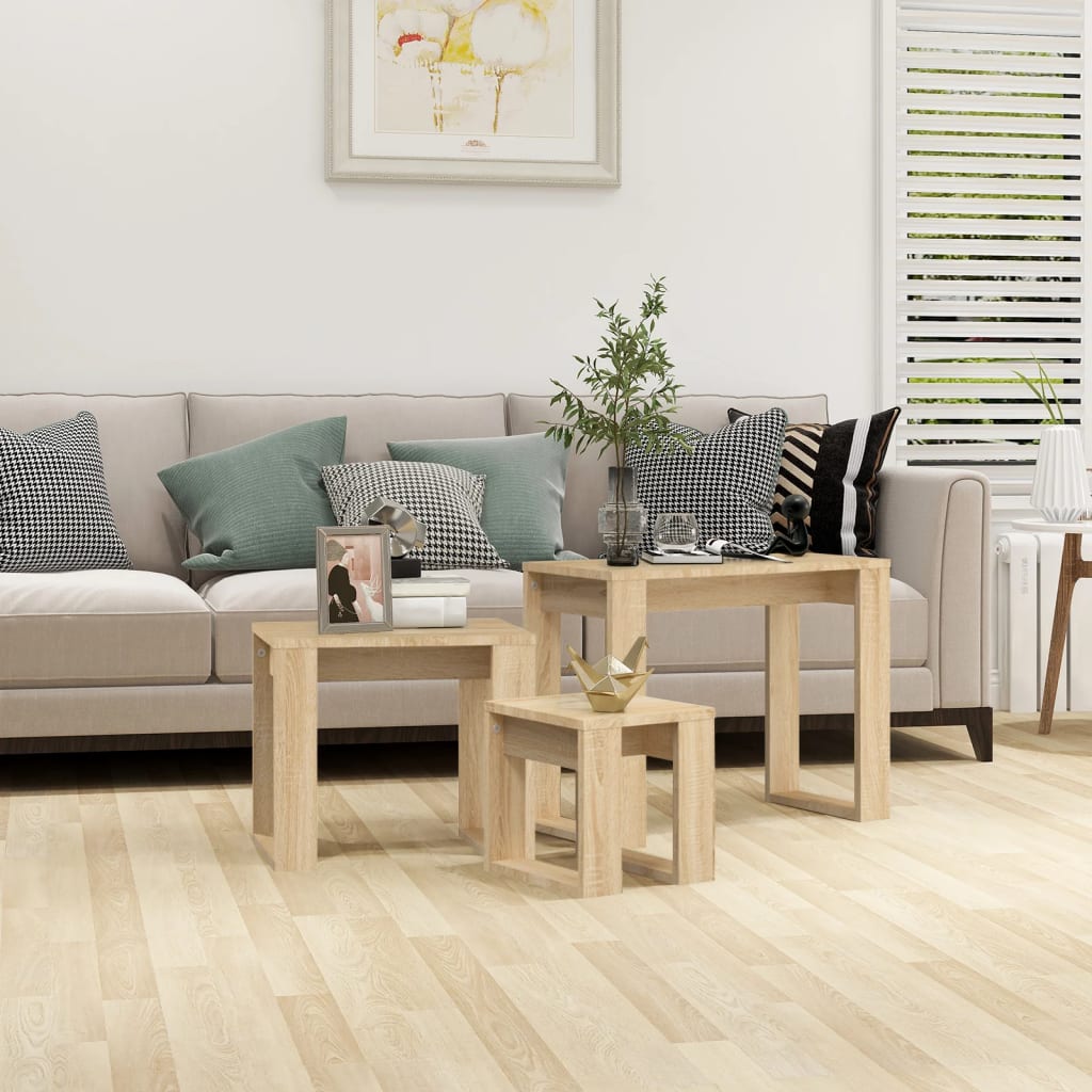 Vidaxl Nesting Tables, 3 Pcs., Wood-Based Material