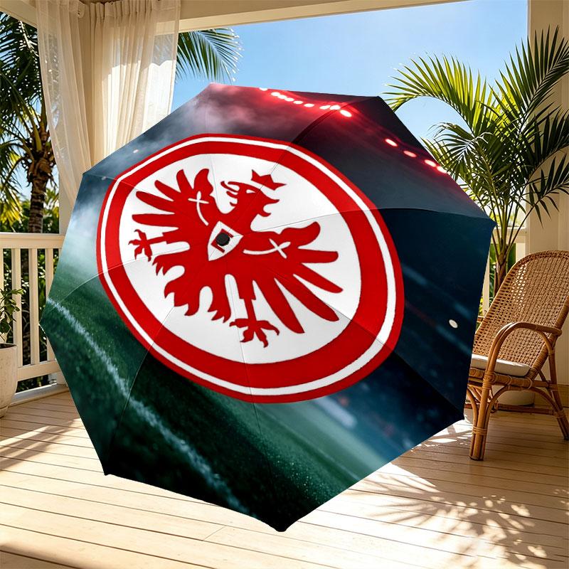 Eintracht Frankfurt Aufdruck Automatischer Öffnungs-Schließ-Regenschirm, Tragbarer Faltregenschirm, für Outdoor-Pendeln Campingausflug, Ideales Geburtstagsgeschenk