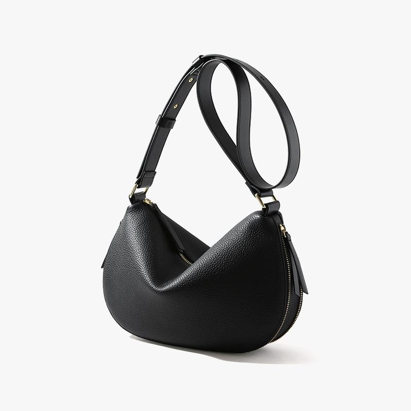 2025 New Bag Messenger Women's First-layer Cowhide Dumpling Bag Trendy Leather Women's Bag Large-capacity Shoulder Bag