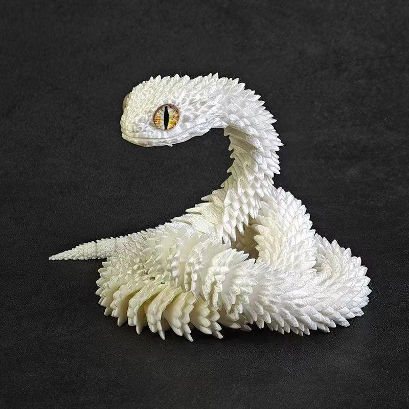 Stunning 3d Printed Snake Figurine With Articulated Joints And Lifelike Eyes For Unique Decor