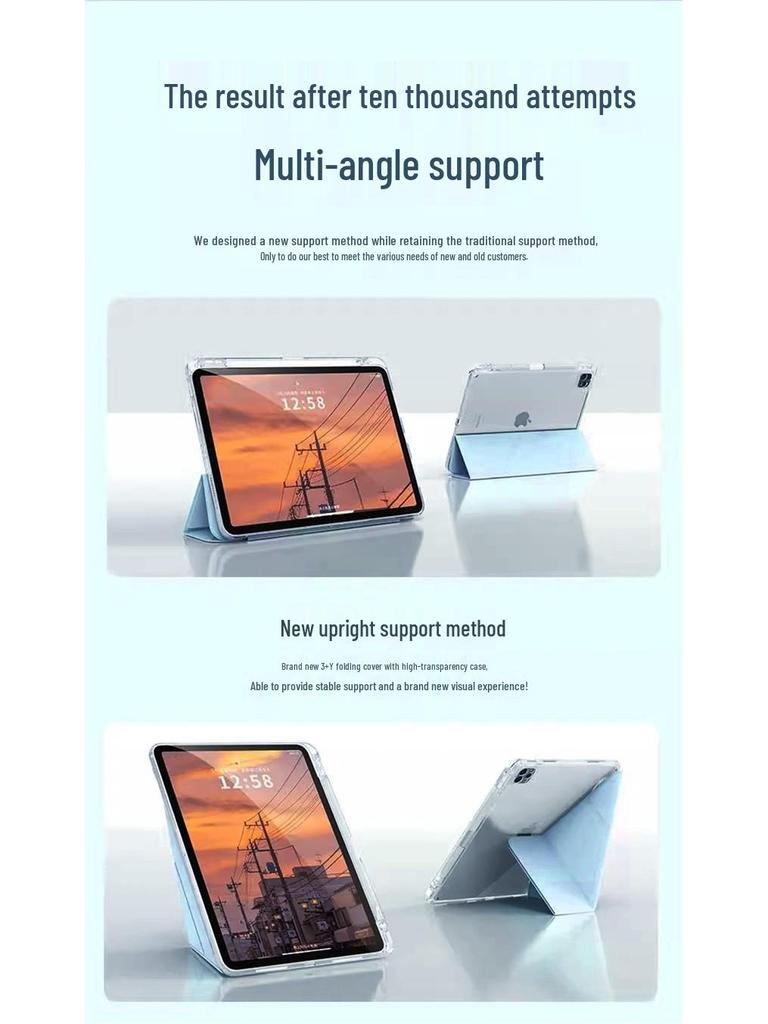 Samsung Galaxy Tab S9 Protective Case: 3+Y Fold, Transparent Acrylic, Full Coverage