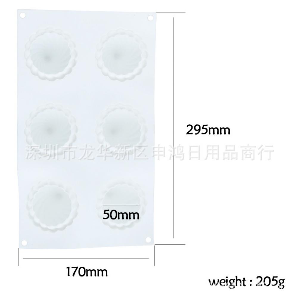 6 with Onion Tip Cyclone Cake Silicone Mold White Mousse