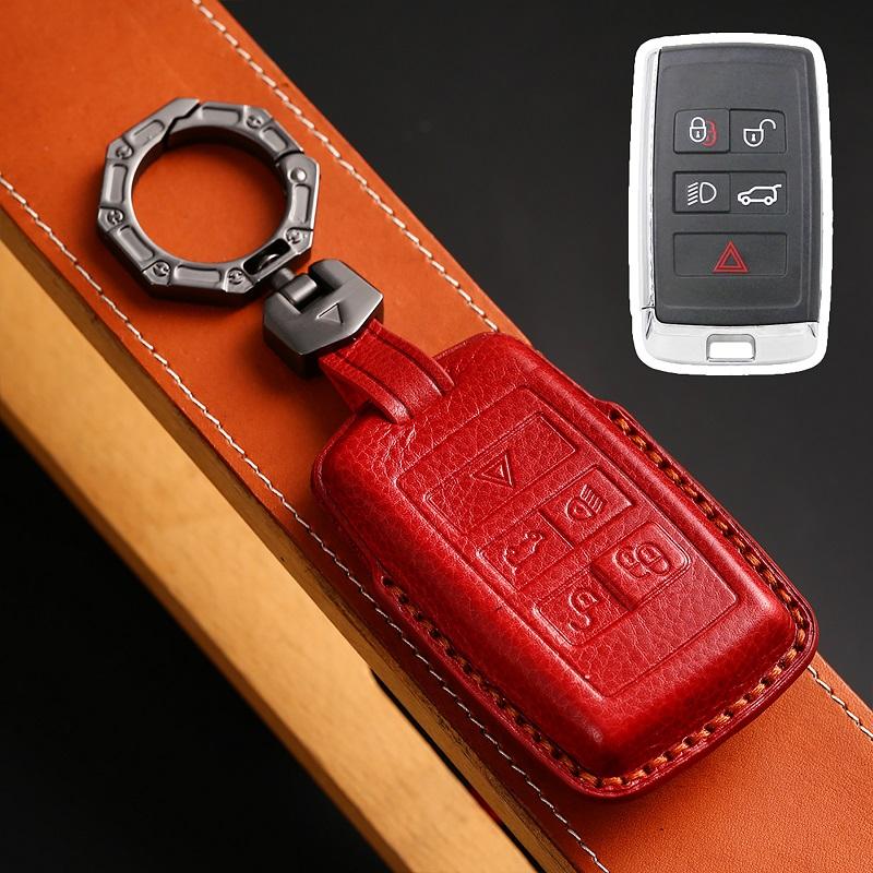 Styling Mouldings 1Pcs Genuine Leather Car Remote Key Fob Shell Cover Case For Land Rover Range Rover Evoque Discovery Sport 5 2