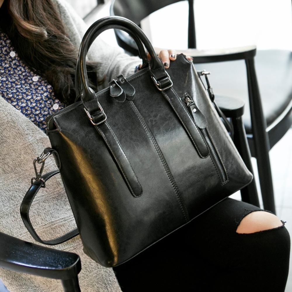 Style Leather Women's Bag Women's Hand Crossbody One Shoulder Oil Wax Cowhide Bag