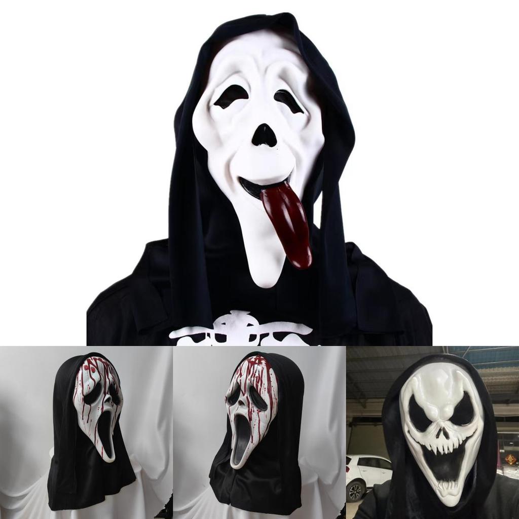 Krzyk Duch Maska Lateksowa Kostium Horror Akcesorium na Imprezy Halloweenowe