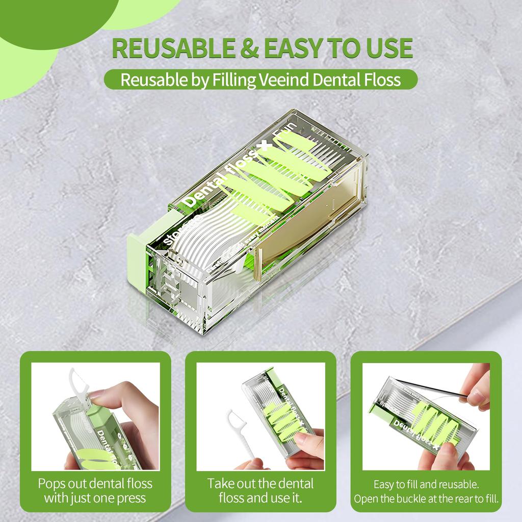 Portable Dental Floss Box Automatic Pop Up Floss Dispenser Press Type Travel Disposable Toothpick Floss Stick Holder
