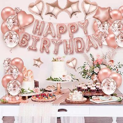 Heart Star Happy Birthday Balloon Garland Kit Multicolor Latex/Aluminum Film Balloons Background Wall Photo Props