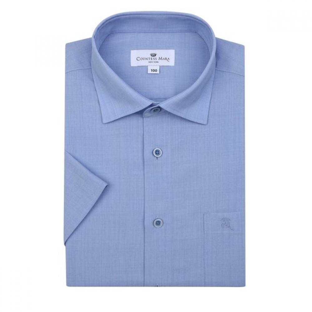 Countess Mara Men Linen Like Slub Blue Regular Fit Short Sleeve Shirt Cdcz2c6401 95
