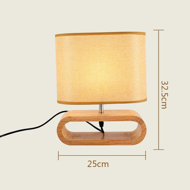 Nordic Holz Tisch Lampe Kreative Moderne Schlafzimmer Nacht LED Licht Wohnzimmer Hotel Japanischen Studie Tisch Lampe Leinen Lampenschirm