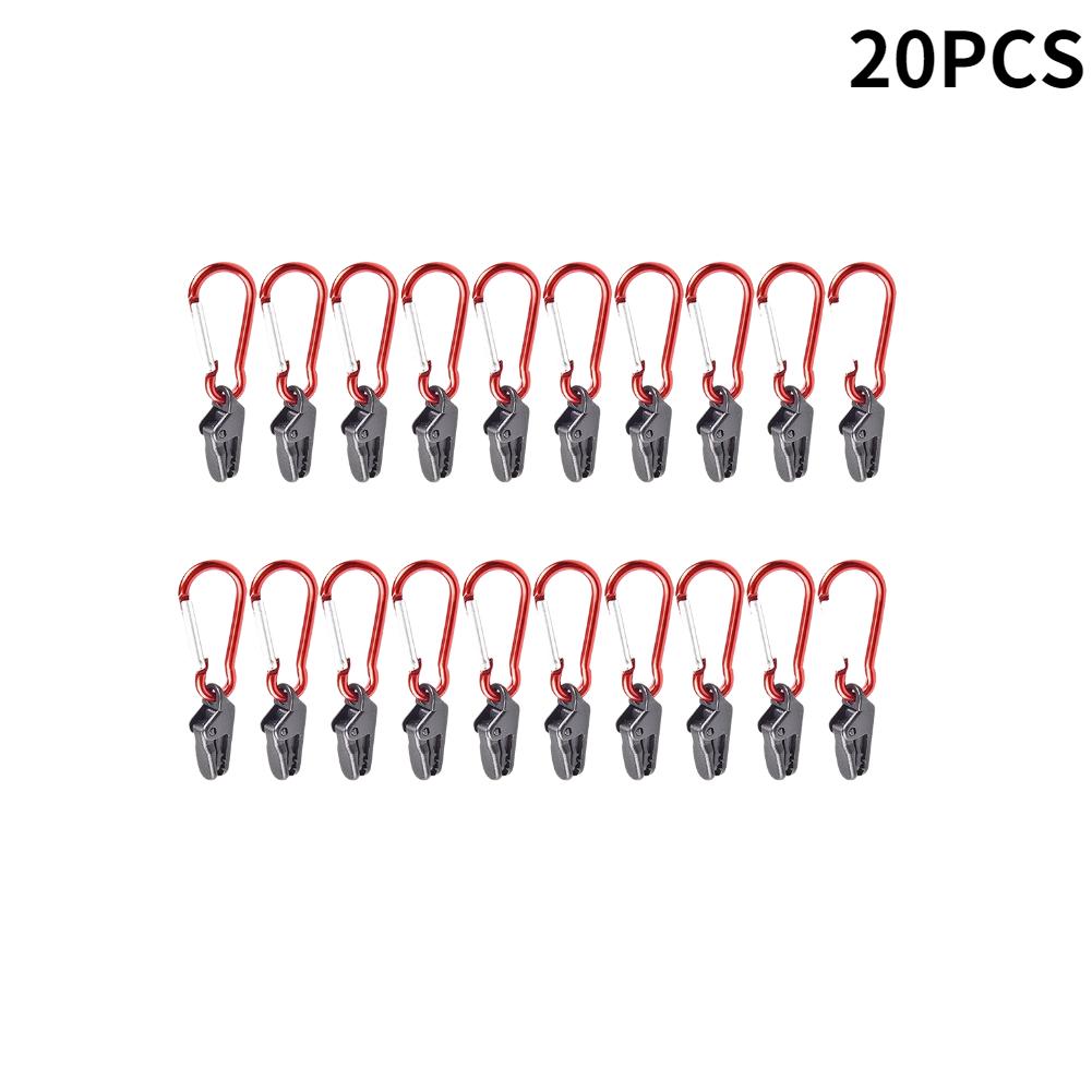 20-50pcs Portable Tent Awning Fixing Clamp Grip with Carabiner Hook Windproof Tarpaulin Plastic Wind Rope for Outdoor Camping