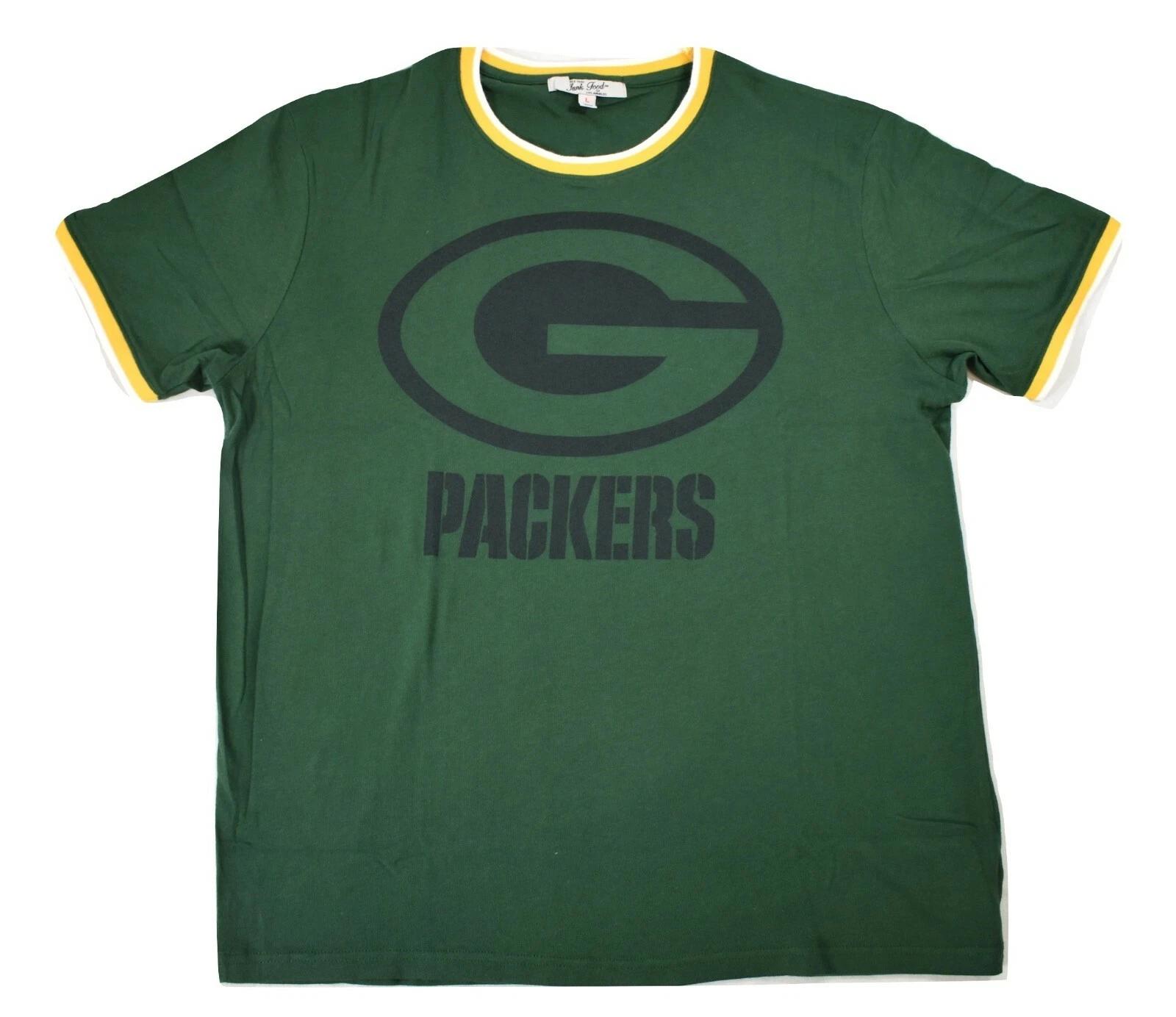 

Junk Food Men s NFL Green Bay Packers Throwback Ringer Tee Shirt New XS-XL M