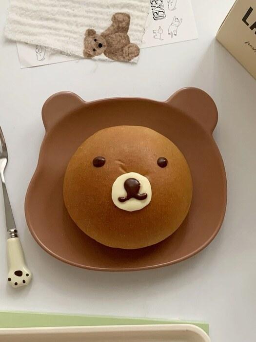 

Elegant Table My Bear Bear Plate (2 Colors Breakfast Menu Home Cafe Gift) brown