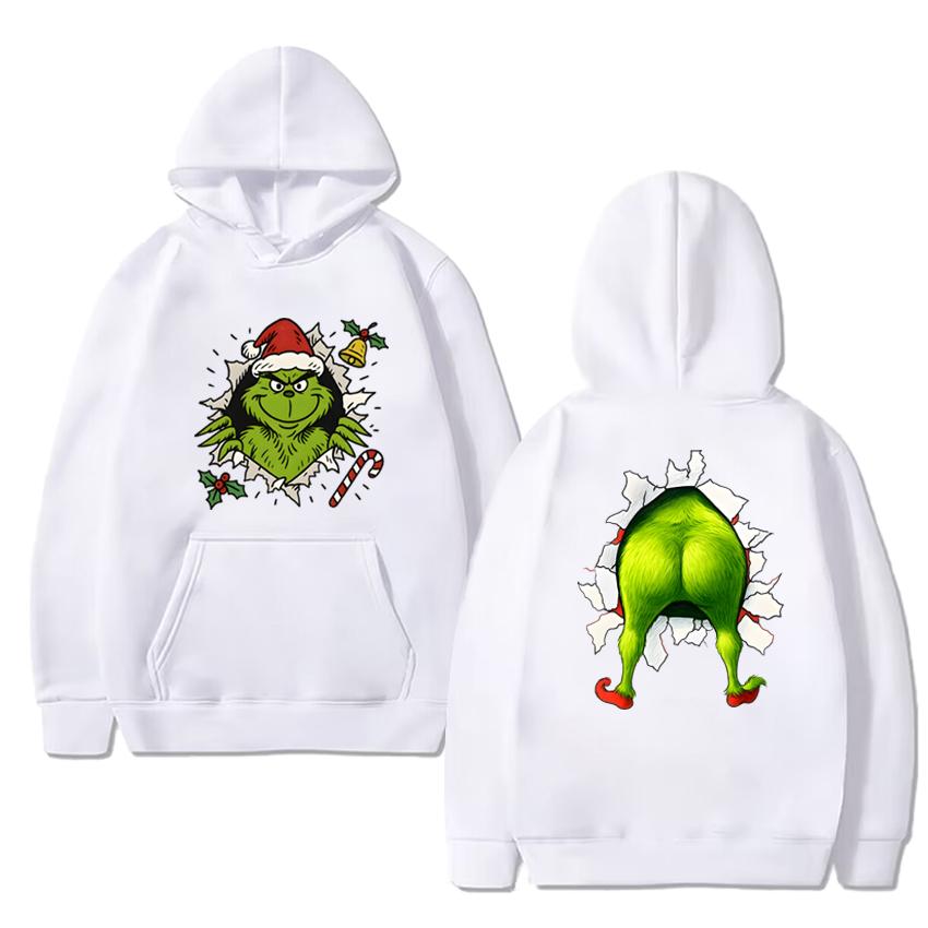 Funny Humor Grinch Christmas Hoodie Unisex Holiday Cute Green Movie Print Pullover 2025 Men Women Fleece Long Sleeve Sweatshirt