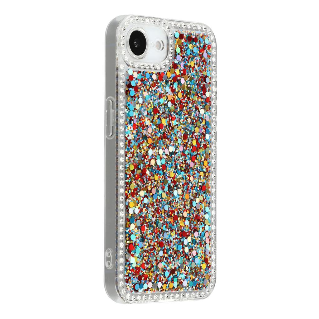 For iPhone 16e Case Rhinestone Edge Glitter Epoxy TPU Phone Cover
