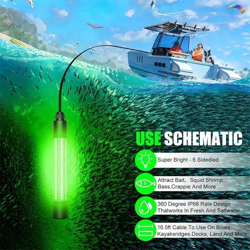 Fishing Lure Lights for Makita/Dewalt/Milwaukee 18V Battery  IP68 Waterproof Underwater Fishing Light Night Fishing Green Light