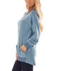 Sweatshirt à col rond bloc de couleur avec poche pour femme - Manches longues T-shirt décontracté