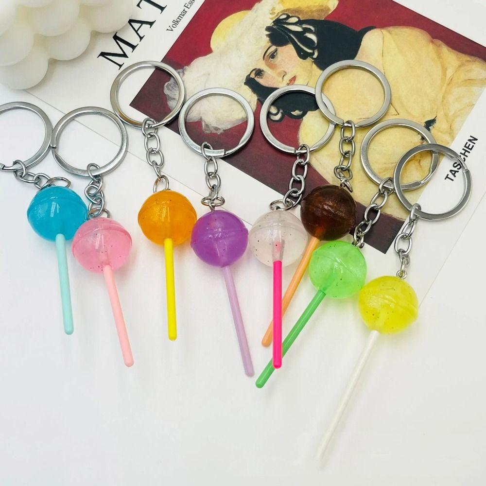 3D Food Lollipop Keychain Jelly-colored Candy Key Rings Lovely Simulation Lollipop Jewelry Gifts